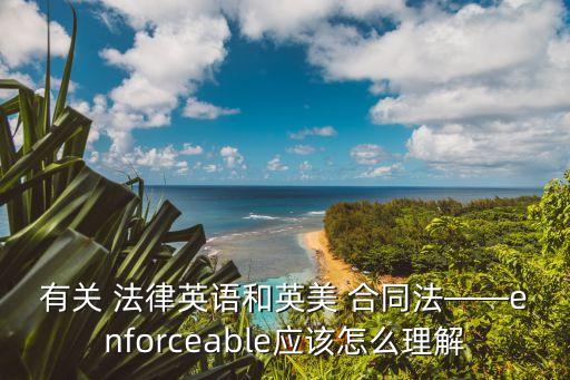 有關 法律英語和英美 合同法——enforceable應該怎么理解