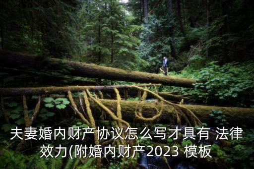 夫妻婚內(nèi)財(cái)產(chǎn)協(xié)議怎么寫才具有 法律效力(附婚內(nèi)財(cái)產(chǎn)2023 模板