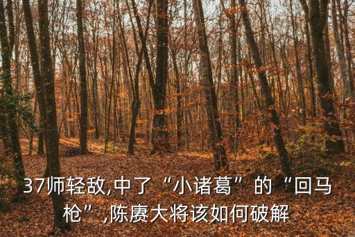 37師輕敵,中了“小諸葛”的“回馬槍”,陳賡大將該如何破解