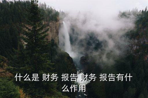 什么是 財(cái)務(wù) 報(bào)告 財(cái)務(wù) 報(bào)告有什么作用