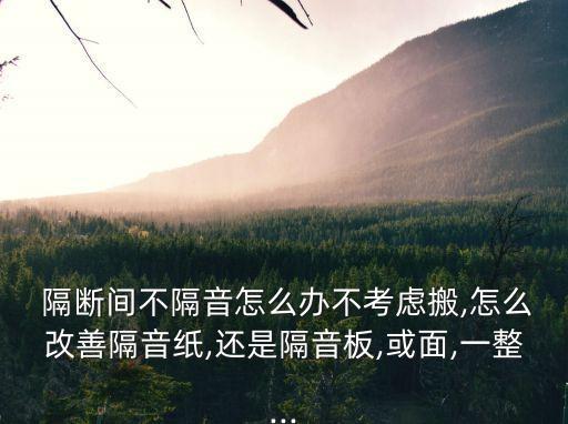  隔斷間不隔音怎么辦不考慮搬,怎么改善隔音紙,還是隔音板,或面,一整...