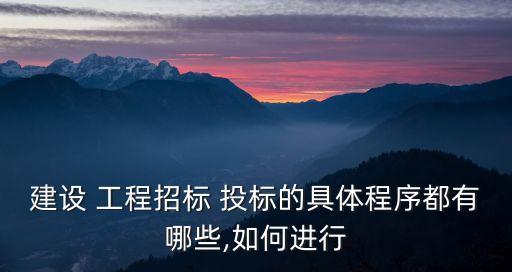 建設(shè) 工程招標(biāo) 投標(biāo)的具體程序都有哪些,如何進(jìn)行