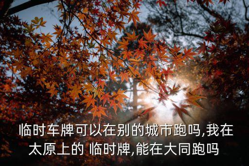  臨時車牌可以在別的城市跑嗎,我在太原上的 臨時牌,能在大同跑嗎