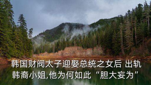  韓國財閥太子迎娶總統(tǒng)之女后 出軌韓裔小姐,他為何如此“膽大妄為”