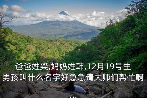 爸爸姓梁,媽媽姓韓,12月19號(hào)生男孩叫什么名字好急急請(qǐng)大師們幫忙啊...