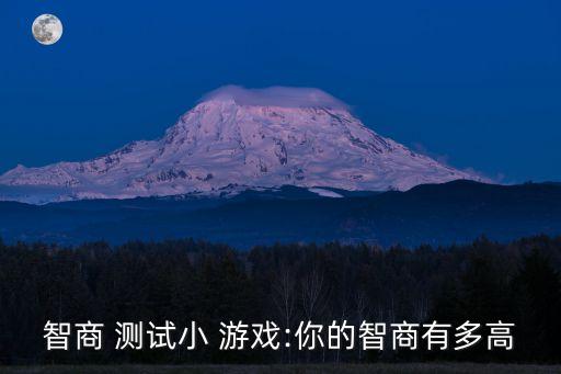 智商 測試小 游戲:你的智商有多高