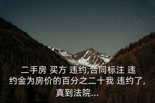  二手房 買方 違約,合同標(biāo)注 違約金為房價(jià)的百分之二十我 違約了,真到法院...