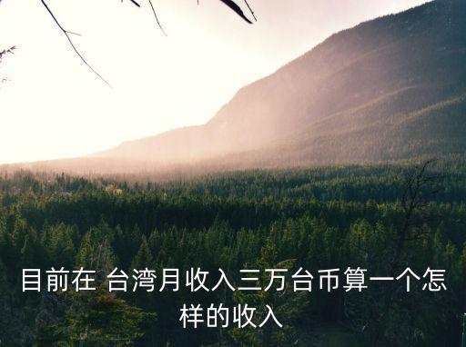 目前在 臺灣月收入三萬臺幣算一個怎樣的收入