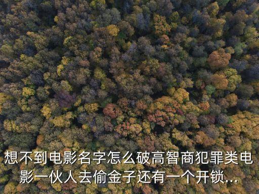想不到電影名字怎么破高智商犯罪類電影一伙人去偷金子還有一個開鎖...