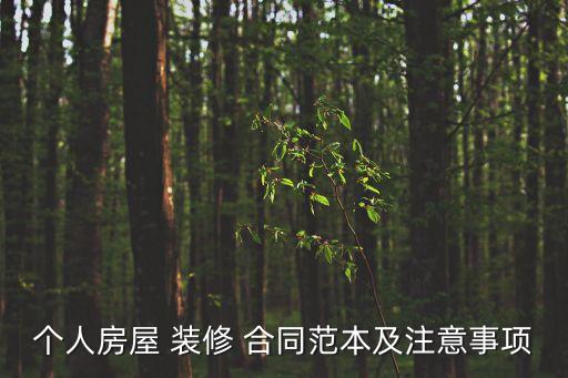 個人房屋 裝修 合同范本及注意事項