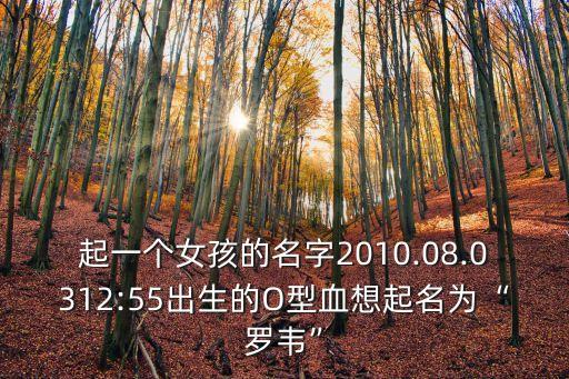 起一個女孩的名字2010.08.0312:55出生的O型血想起名為“羅韋”