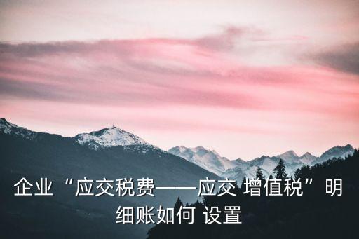 企業(yè)“應(yīng)交稅費(fèi)——應(yīng)交 增值稅”明細(xì)賬如何 設(shè)置
