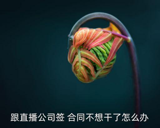 跟直播公司簽 合同不想干了怎么辦