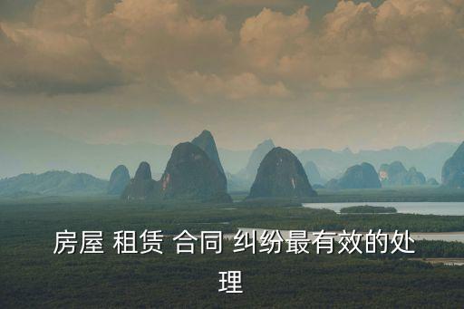  房屋 租賃 合同 糾紛最有效的處理