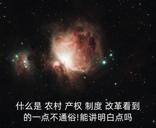 什么是 農(nóng)村 產(chǎn)權(quán) 制度 改革看到的一點(diǎn)不通俗!能講明白點(diǎn)嗎