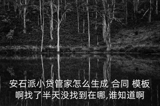 安石派小貸管家怎么生成 合同 模板啊找了半天沒找到在哪,誰知道啊