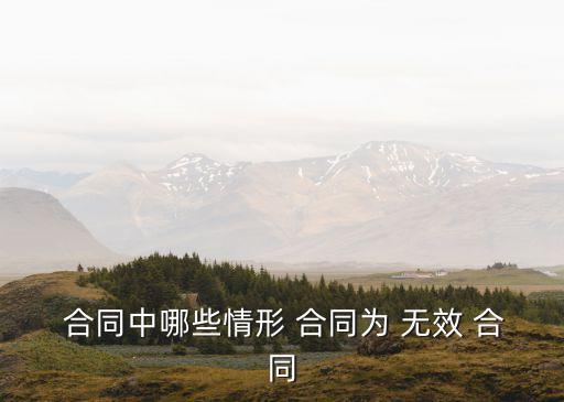  合同中哪些情形 合同為 無效 合同