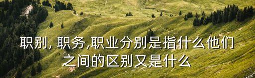 職別, 職務(wù),職業(yè)分別是指什么他們之間的區(qū)別又是什么
