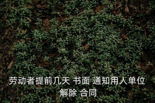 勞動者提前幾天 書面 通知用人單位 解除 合同