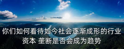 你們?nèi)绾慰创缃裆鐣饾u成形的行業(yè)資本 壟斷是否會成為趨勢