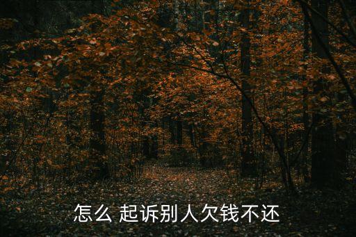 怎么 起訴別人欠錢不還