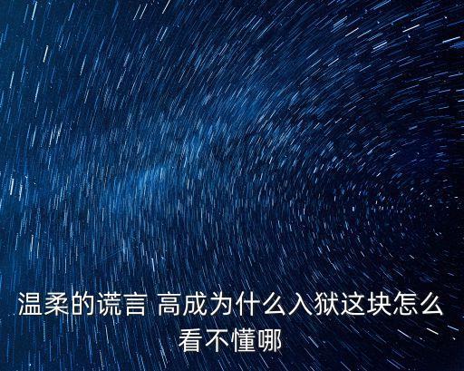 溫柔的謊言 高成為什么入獄這塊怎么看不懂哪