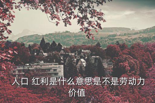  人口 紅利是什么意思是不是勞動力價值
