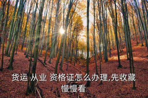 貨運 從業(yè) 資格證怎么辦理,先收藏慢慢看