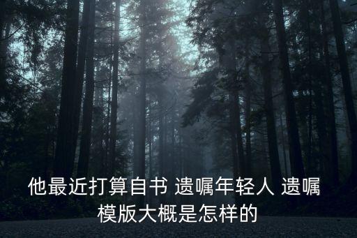他最近打算自書(shū) 遺囑年輕人 遺囑 模版大概是怎樣的