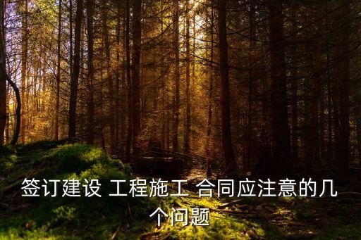簽訂建設(shè) 工程施工 合同應(yīng)注意的幾個(gè)問題