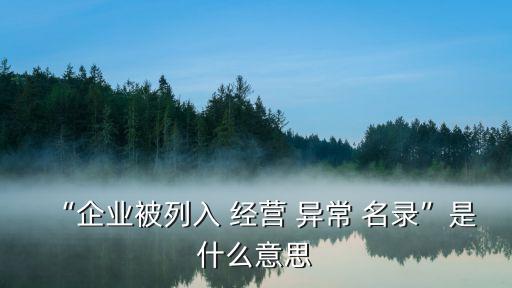 經(jīng)營(yíng)異常名錄