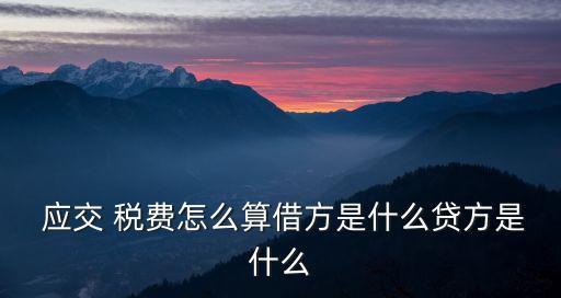  應(yīng)交 稅費(fèi)怎么算借方是什么貸方是什么