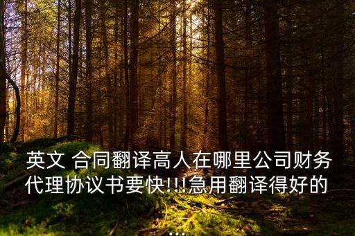  英文 合同翻譯高人在哪里公司財務(wù)代理協(xié)議書要快!!!急用翻譯得好的...