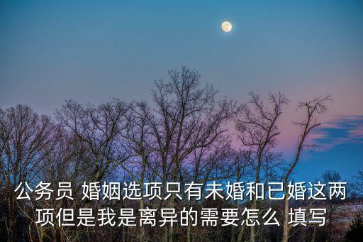 公務員 婚姻選項只有未婚和已婚這兩項但是我是離異的需要怎么 填寫
