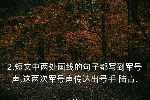 2.短文中兩處畫線的句子都寫到軍號(hào)聲,這兩次軍號(hào)聲傳達(dá)出號(hào)手 陸青...