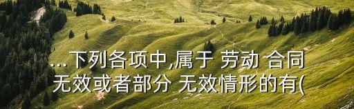 ...下列各項中,屬于 勞動 合同 無效或者部分 無效情形的有(