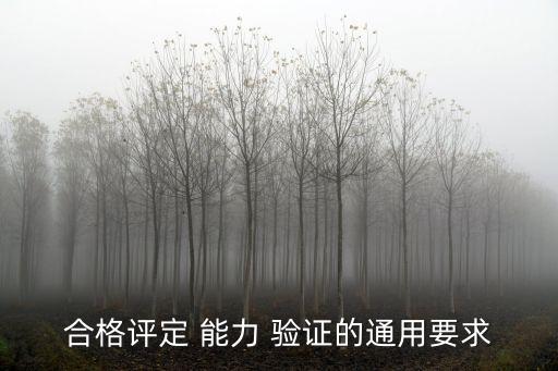 合格評(píng)定 能力 驗(yàn)證的通用要求