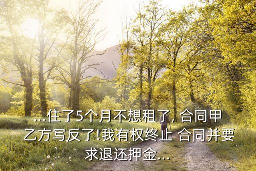 ...住了5個(gè)月不想租了, 合同甲 乙方寫反了!我有權(quán)終止 合同并要求退還押金...