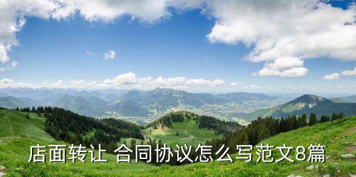 店面轉(zhuǎn)讓 合同協(xié)議怎么寫范文8篇