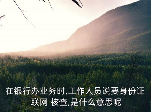 在銀行辦業(yè)務(wù)時(shí),工作人員說要身份證 聯(lián)網(wǎng) 核查,是什么意思呢