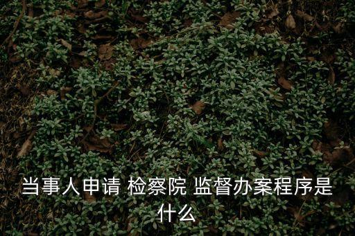 當(dāng)事人申請(qǐng) 檢察院 監(jiān)督辦案程序是什么