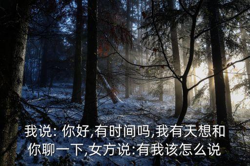 我說(shuō): 你好,有時(shí)間嗎,我有天想和你聊一下,女方說(shuō):有我該怎么說(shuō)