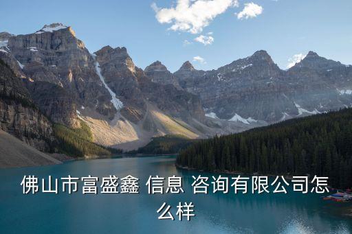 佛山市富盛鑫 信息 咨詢有限公司怎么樣