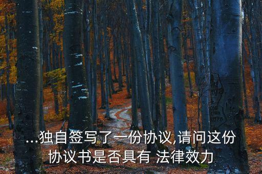 ...獨自簽寫了一份協(xié)議,請問這份協(xié)議書是否具有 法律效力