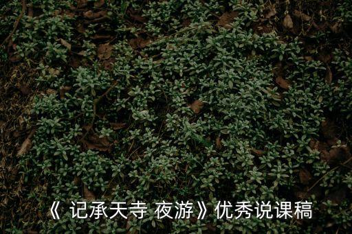 記承天寺夜游教案