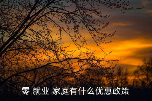 零 就業(yè) 家庭有什么優(yōu)惠政策