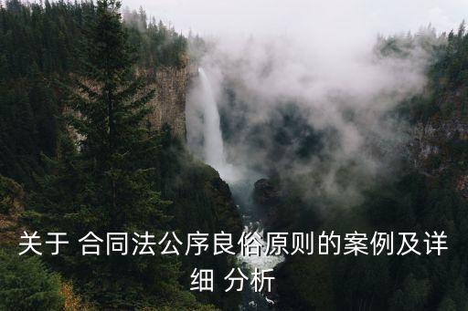關(guān)于 合同法公序良俗原則的案例及詳細(xì) 分析