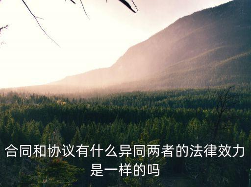 合同和協(xié)議有什么異同兩者的法律效力是一樣的嗎
