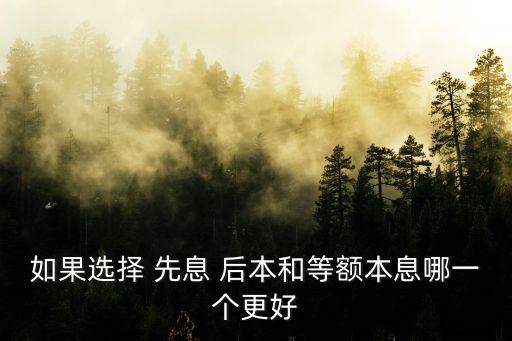 如果選擇 先息 后本和等額本息哪一個更好