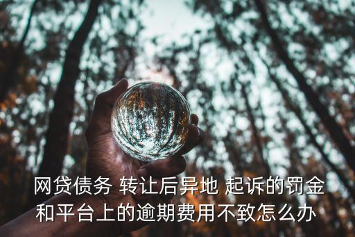  網(wǎng)貸債務(wù) 轉(zhuǎn)讓后異地 起訴的罰金和平臺(tái)上的逾期費(fèi)用不致怎么辦